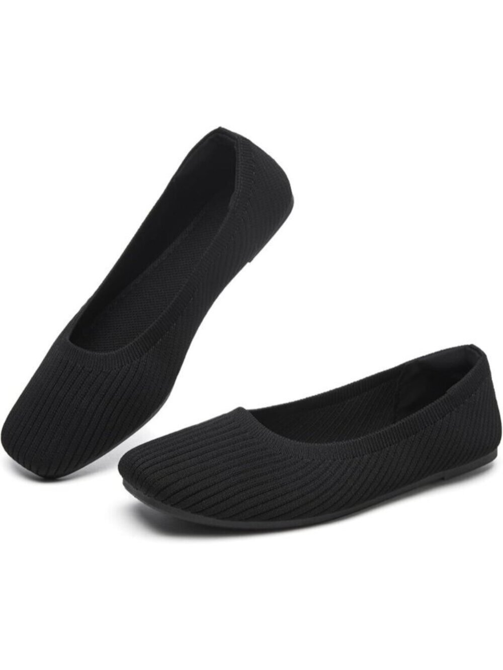 Women's Black Square Toe Casual Ballet Flats Business Shoes Comfortable
